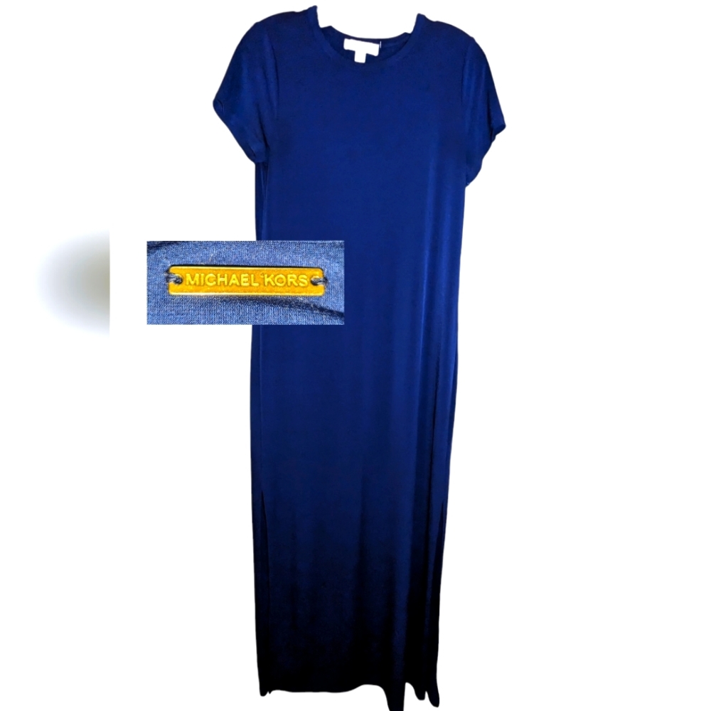 Michael Kors Dodgers BLUE Long Maxi Short Sleeve Summer Vacation Travel Casual M